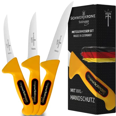 3-teiliges Slagersmessenset, rostfreier Stahl, extra scharf