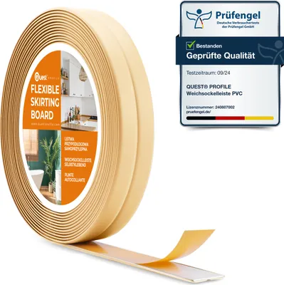 Immagine prodotto di QUEST Profilo di finitura in PVC 10x10mm, 5m, autoadesivo, nastro decorativo flessibile, cremoso