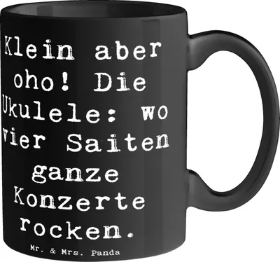 Produktbild von Mr. & Mrs. Panda Bedruckte Tasse Spruch Ukulele Magie - Schwarz - Geschenk, Lieder, Becher, Lernen, Kaffeebecher, Saiteninstrument, Musikinstrument, schöne, Instrument