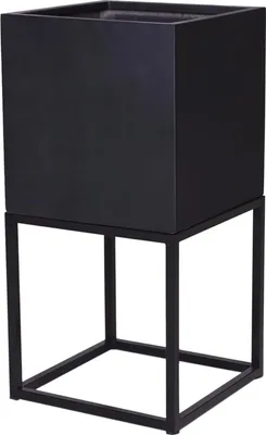Image de VIVANNO Jardinière en fibre de verre BLOCK UP cube, anthracite mat - 40x40x80 cm