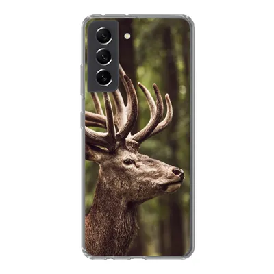 Produktbild von MuchoWow® Handyhülle Schutzhülle Hülle für Samsung Galaxy S21 FE Hirsch - Natur - Geweih - Wald - Tiere Silikon Softcase Handy Hülle - Mobiltelefonhülle