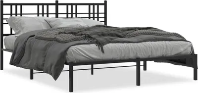 Productafbeelding van Maison Exclusive - Bedframe met hoofdeinde, metaal, zwart, 150x200 cm