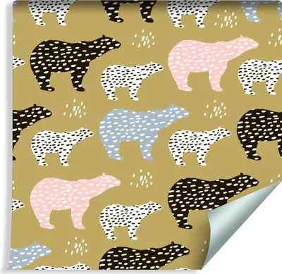 Produktbild von 10m VLIES TAPETE Rolle Kinderzimmer Wildtier Bunte Bären Wald Schatten XXL