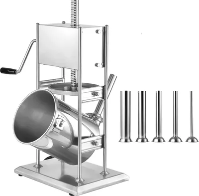Produktbild von SucceBuy Manueller Wurstfüller 10 L vertikal, Wurstfüllmaschine aus Edelstahl mit 2 Geschwindigkeiten (schnell/langsam) und 5 Füllrohren für Fleischverarbeitung
