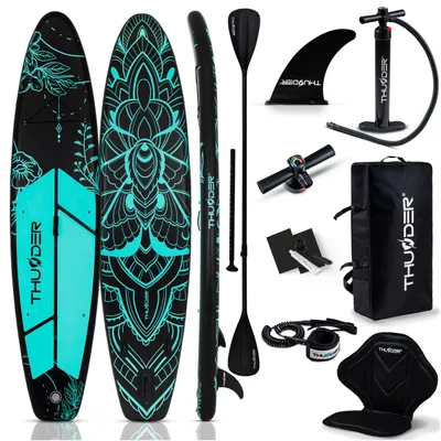 Produktbild von THUNDER Moth-Mint Stand Up Paddle Board 350x81x15cm Schwarz Türkis bis 150 kg