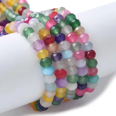 110x natürliche Jade-Rondelle-Perlen 4 mm, DIY-Armband-Bastelset