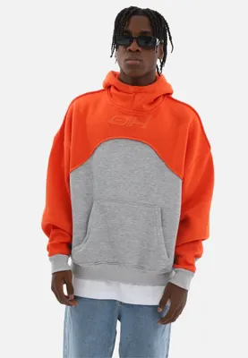 Produktbild von Oversize Hoodie Kapuzenpullover S Orange-Grau