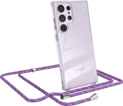 Produktbild von EAZY CASE Handykette kompatibel mit Samsung Galaxy S23 Ultra, Handyhülle mit Umhängeband, Handykordel, Schutzhülle Clear, Band in Bunt