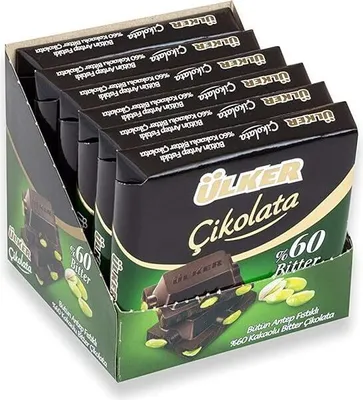 Produktbild von ÜLKER 60% dunkler Schokoriegel mit ganzen Pistazien 70G x 6