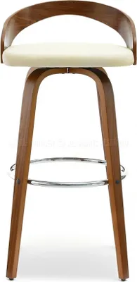 Obrázok produktu pre Otočná barová stolička LUSMILA - orech / krémová / chróm