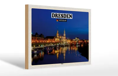 Produktbild von Holzschild Städte Dresden Deutschland Elbufer 30x20cm