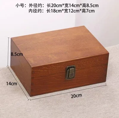Produktbild von Massivholz rechteckige Holzkiste Retro-Holzkiste mit Schloss Aufbewahrungsbox Holz-Aufbewahrungsbox Desktop-Aufbewahrungsbox mit Schloss