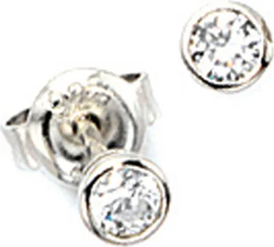 Produktbild von JOBO Ohrstecker rund 925 Sterling Silber rhodiniert 2 Zirkonia Ohrringe