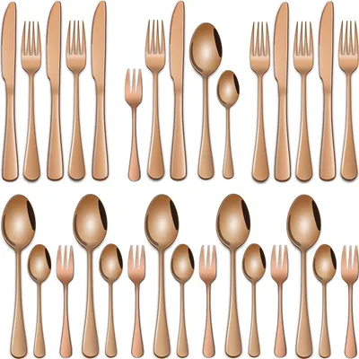 Produktbild von 30-teiliges Besteckset aus Edelstahl in Roségold für 6 Personen