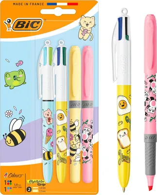 Obrázok produktu pre BIC, séria "Kawaii", farebné fixky (4 farby) – Rôzne roztomilé motívy – Balenie po 4 kusy