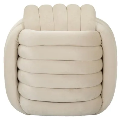 Image de Pouf Softy en velours crème — 45×45×45 cm