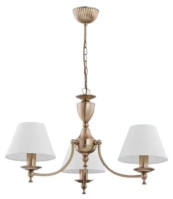 Immagine prodotto di Lampadario SOFIA in ottone e bianco, 3xE14x10W, metallo, dimensioni: 64x40,8x40,8 cm, IP20, Alfa