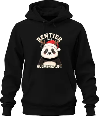 Produktbild von RENTIER WAR T Panda Weihnachten lustig Geschenk Uni Hoodie Kapuzenpullover, Schwarz, 3XL