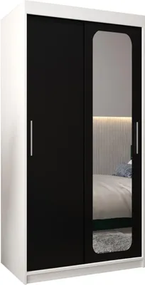 Produktbild von MEBLE KRYSPOL Promo 2100 Schlafzimmerschrank zwei Schiebetüren - Mattweiß + Mattschwarz