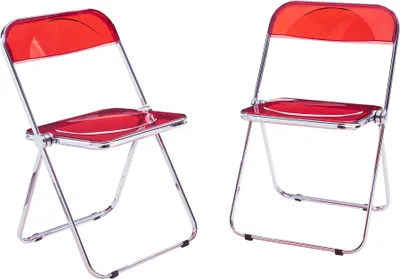 Image de Chaise pliante 'Pornainen' set de 2 pièces structure acier rouge, transparent