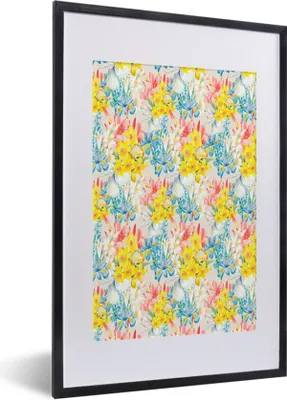 Produktbild von MuchoWow® MuchoWow® Gerahmtes Poster Blumen - Collage - Natur 40x60 cm - Poster mit zchwarzem Bilderrahmen - Poster in Rahmen