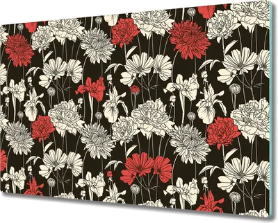 Produktbild von Glas-Herdabdeckplatte Glaskeramikfeldabdeckung Spritzschutz - 80x52 cm - Blumenstrauß Vintage