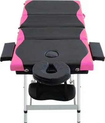 Immagine prodotto di Lettino Massaggio Pieghevole 4 Zone in Alluminio Nero e Rosa