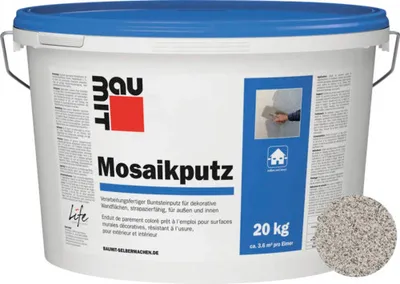 Produktbild von Baumit Mosaikputz M329 Cristallo gebrauchsfertiger Dünnschichtdeckputz hellgrau-weiß 20 kg