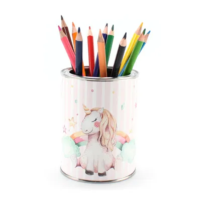 Immagine prodotto di Portamatite unicorno incl. 12 matite colorate triangolari|portamatite per bambini portamatite da scrivania organizzatore ragazza