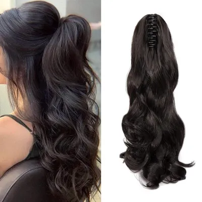 Obrázok produktu pre Clip-in predlžovanie vlasov, vlnité, kučeravé, syntetické vlasy, tmavohnedé, 45 cm, 140 g