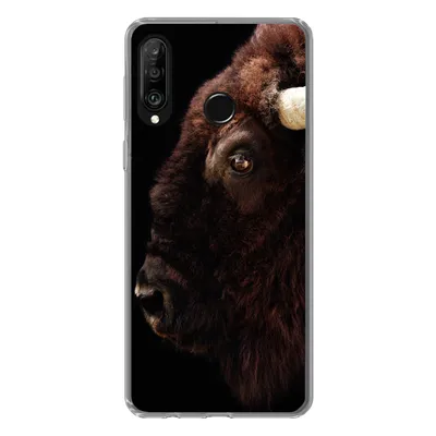 Produktbild von MuchoWow® Handyhülle Schutzhülle Hülle für Huawei P30 Lite Bison - Horn - Porträt Silikon Softcase Handy Hülle - Handyhülle