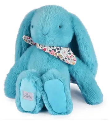 Imagen del producto de Doudou et Compagnie, manta de peluche "Fleurette-Kaninchen" (conejito Fleurette) - color turquesa, 35 cm