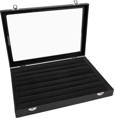 Produktbild von Sinoba Schmucklade Schmuckkasten Schaukasten Schmuckdisplay mit Glasdeckel (Ringe)
