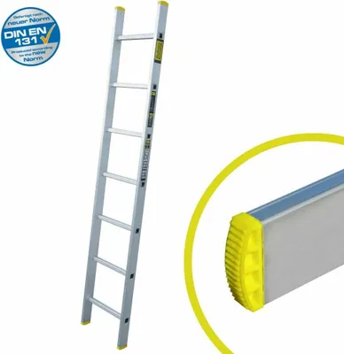 Produktbild von FORTENA Anlegeleiter mit 7 Sprossen – Profi-Leiter aus Aluminium, 191 cm lang, bis zu 150 kg Belastung, Arbeitshöhe ca. 279 cm, ideal zum Anstellen