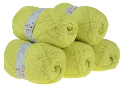 500g Strickgarn CILKA by VLNIKA Klassikgarn Strickwolle mit Schimmereffekt, grüngelb