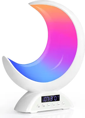 Produktbild von Mond-Design Wecker mit Bluetooth-Lautsprecher – 19 Lichtmodi, einstellbare Helligkeit, für Schlafzimmer/Büro