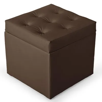 Produktbild von MG Design Sitzhocker mit Stauraum in Schwarz 50 x 50 cm - Gepolsterter Polsterhocker aus Kunstleder mit Deckel für Wohnzimmer, Schlafzimmer oder Flur