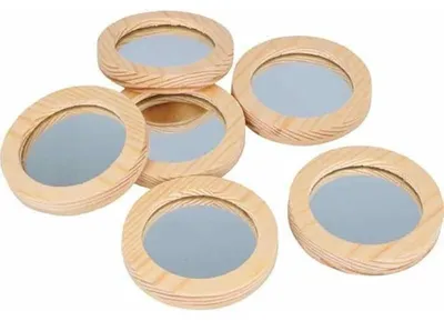 Produktbild von Artemio Set von 6 hölzernen Taschenspiegel - 7,5 x 1 cm