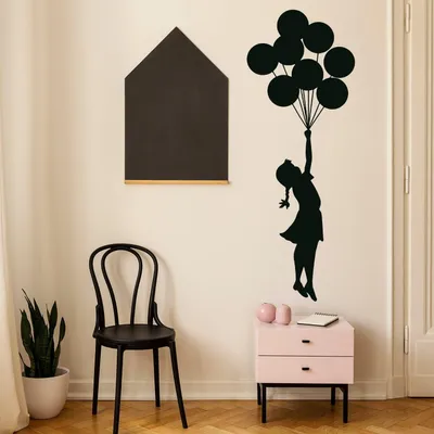 Mädchen mit Luftballon im Street-Art-Stil – Decords Wandtattoo, Produktansicht 1