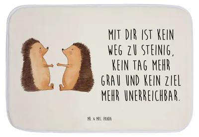 Produktbild von Mr. & Mrs. Panda Teppich Bad Igel Liebe - Weiß - Geschenk, Duschvorleger, Badteppich, Badvorleger, Jahrestag, Hochzeitstag, Freundin, Hochzeit, Badematte