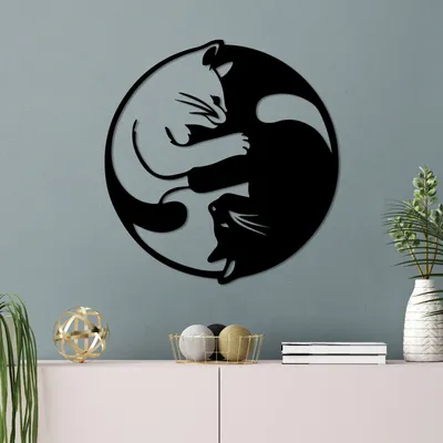 Produktbild von Wallity, Cat 1, Dekoratives Wandaccessoire aus Metall, Schwarz, 100 % METALL, 54 x 56 cm