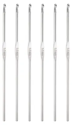 Productafbeelding van Hakennaalden set - 6-delig, gemaakt van roestvrij staal - Tunesische haaknaalden 3 mm - Lange breinaalden voor doe-het-zelf projecten