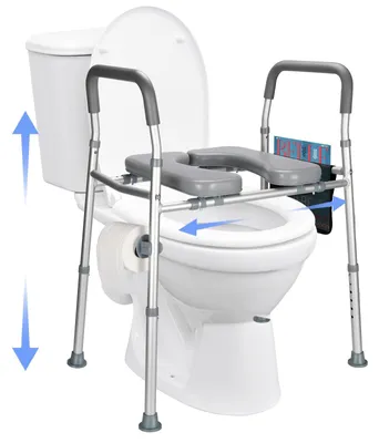 Image de Rehausseur de toilette réglable avec accoudoirs, pour personnes âgées