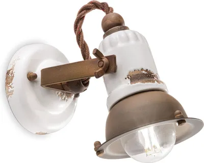 Immagine prodotto di Faretto in metallo Vetroceramica E14 regolabile bianco shabby antico ruggine marrone lampada in Vetroceramica vintage