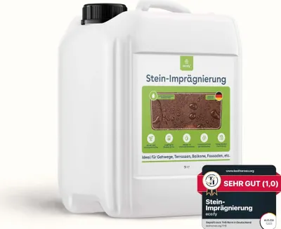 Produktbild von eco:fy Steinimprägnierung Imprägniermittel Versiegelung Stein Beton Pflastersteine Fassade gegen Grünbelag und Einschmutzung Transparent Lösemittelfrei PFC-frei Atmungsaktiv