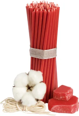 Zdjęcie produktu dla Kościelne czerwone świece z wosku pszczelego № 140 50 szt