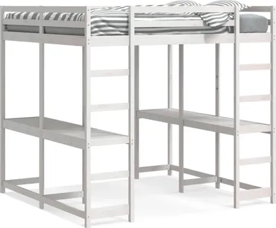 Obrázek produktu pro vidaXL Podkrovní postel s psacím stolem a žebříkem bílá 140x200 cm borovice