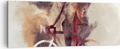 Produktbild von Bild auf Leinwand - Leinwandbild - Körper Mädchen Fahrrad Illustration - 140x50cm - Wand Bild - Wanddeko - Leinwanddruck - Bilder - Kunstdruck - Leinwand bilder - Wandkunst - AB140x50-3136