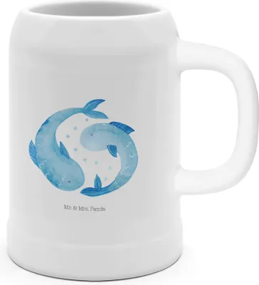 Produktbild von Mr. & Mrs. Panda Krug Sternzeichen Fische - Weiß - Geschenk, Steinkrug, Sternbild, Humpen, Geburtstag März, Februar, Bier Seidel, Fisch, Tonkrug