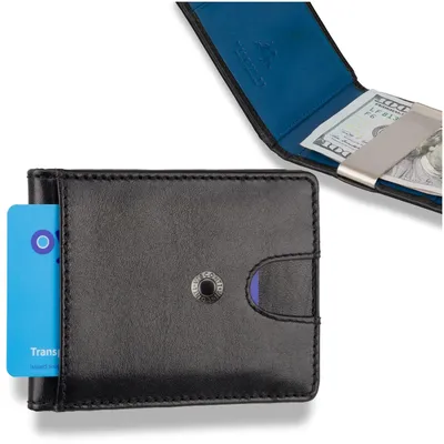 Zdjęcie produktu dla Visconti portfel męski skóra naturalna czarny niebieski RFID 10x7,5 cm